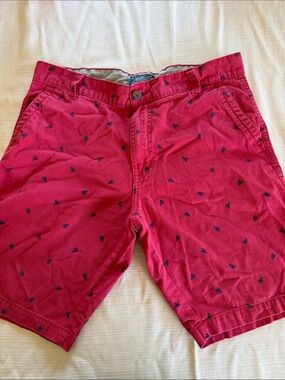 Vintage Men's Red Lobster Print Flat Front Shorts